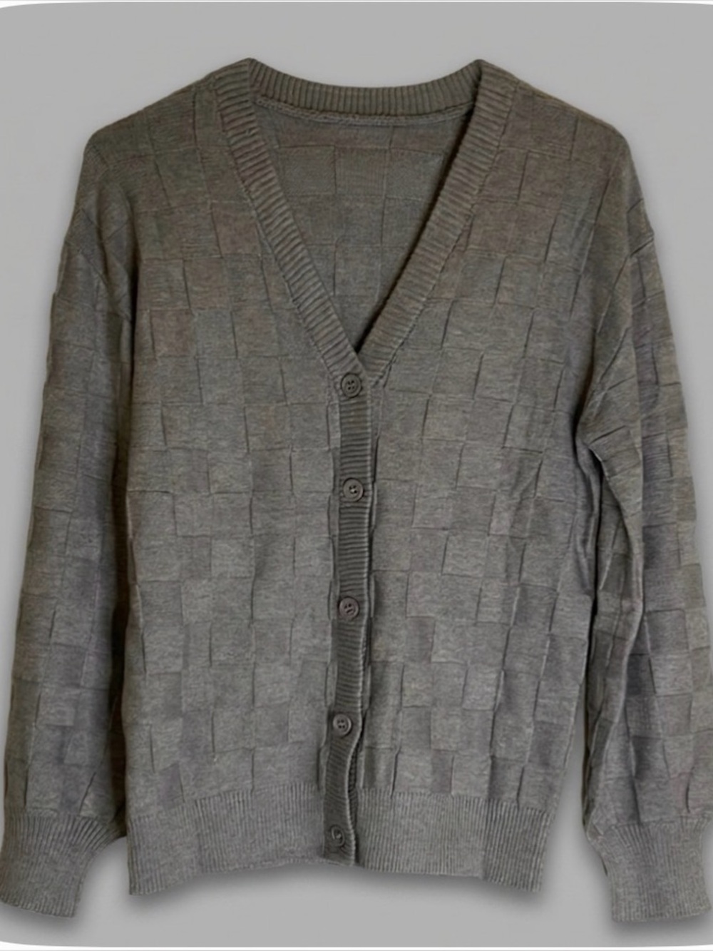 Button Down V-Neck Cardigan, Women’s S, Grey